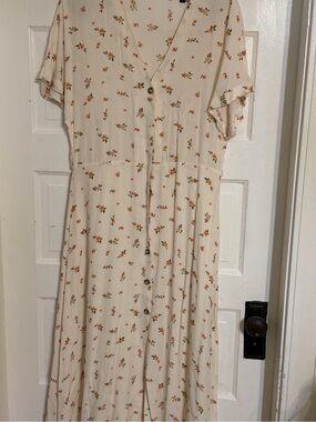 Sophie Rue Cream Maxi Dress with Orange Floral Print